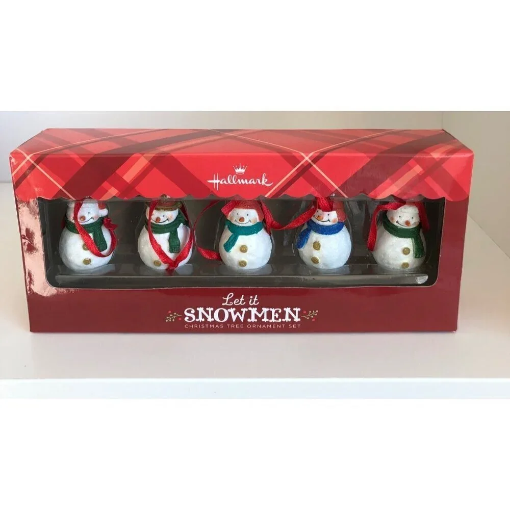 Hallmark Christmas Ornament Let‎ It Snowman Minature Set 5 Lot Christmas